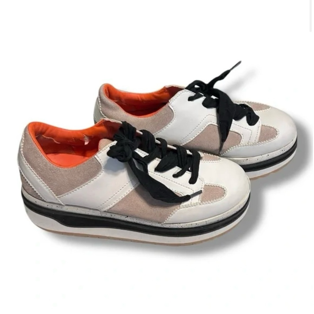 ZARA White, Orange Platform Sneaker Size 7.5